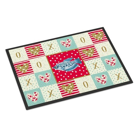 Carolines Treasures 18 x 27 in. Opaline Gourami Love Indoor or Outdoor Mat CK5490MAT